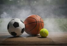 Olho na BET expande cobertura para tênis e basquete Bolas de baquete, tênis e futebol em um fundo com fumaça, feita com IA