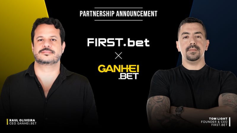 Banner para divulgar parceria entre FIRST.bet e GANHEI.