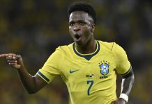Unico autentica mais de 120 milhões de transações de apostas na Copa do Mundo 2026 Vini Jr. vestindo a camisa 7 da Seleção Brasileira