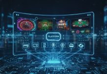 Projeção virtual de uma plataforma de cassino criada por IA