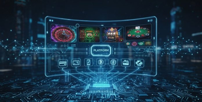 Projeção virtual de uma plataforma de cassino criada por IA