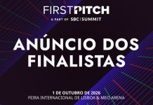 SBC revela os cinco finalistas do First Pitch do SBC Summit 2026 Banner digital oficial de divulgação dos finalistas do First Pitch do SBC Summit 2026