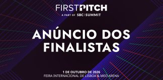 SBC revela os cinco finalistas do First Pitch do SBC Summit 2026 Banner digital oficial de divulgação dos finalistas do First Pitch do SBC Summit 2026