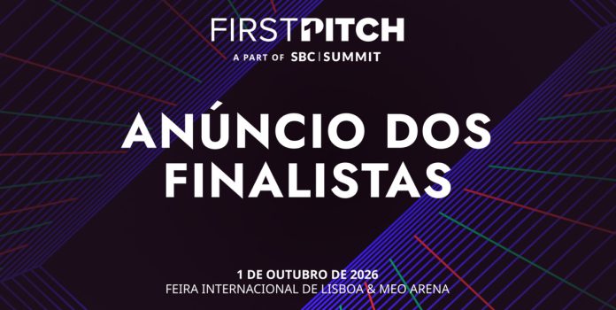 Banner digital oficial de divulgação dos finalistas do First Pitch do SBC Summit 2026