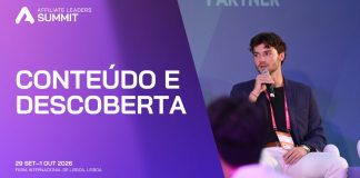 Affiliate Leaders Summit vai examinar o futuro do SEO, das buscas e da descoberta de conteúdo Banner digital para a trilha Content & Discovery do Affiliate Leaders Summit 2026.