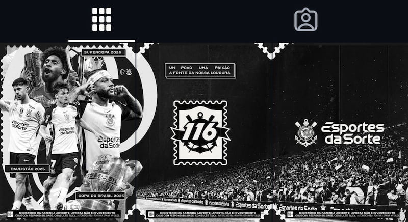 Arte especial feita pelo Esportes da Sorte para celebrar o aniversário de 116 anos do Corinthians.