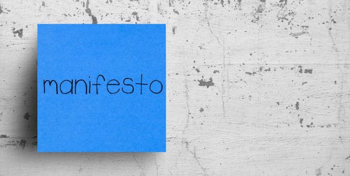 Manifesto em uma parede.