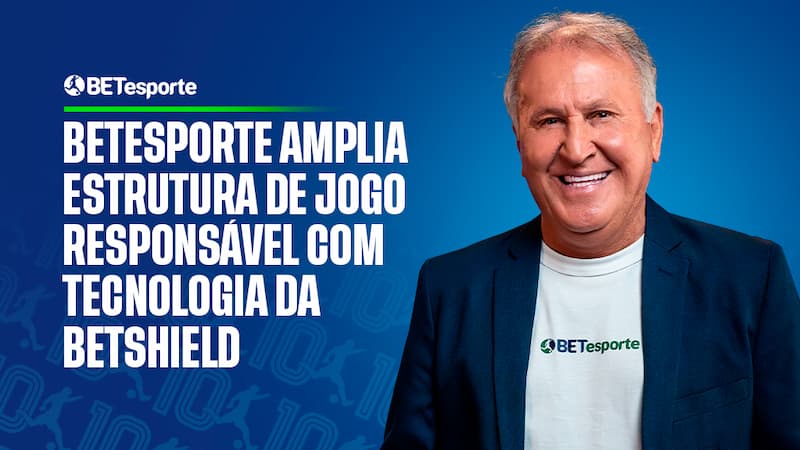 Banner de divulgação para acordo entre BETesporte e Betshield, protagonizado por Zico.