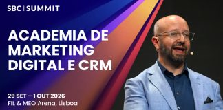 Academia de Marketing Digital e CRM do SBC Summit abordará IA, estratégia de marca e plataformas Arte para divulgação da Academia de Marketing Digital e CRM do SBC Summit 2026.