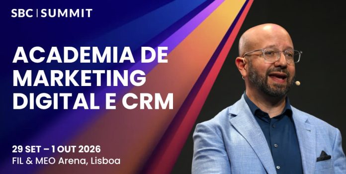 Arte para divulgação da Academia de Marketing Digital e CRM do SBC Summit 2026.