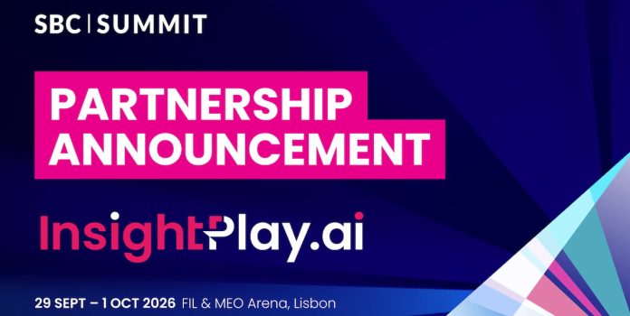 Banner de anúncio para a parceria entre o SBC Summit 2026 e a InsightPlay.ai