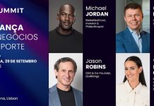 Banner para a keynote Liderança nos negócios do esporte do SBC Summit 2026, com Michael Jordan.