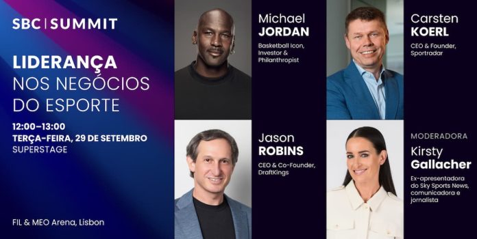 SBC-Summit-Ingressos-Super-Stage-Esgotando-Gracas-Keynote-Michael-Jordan Banner para a keynote Liderança nos negócios do esporte do SBC Summit 2026, com Michael Jordan.