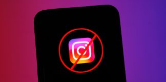 Ícone do Instagram com símbolo de cancelado na frente