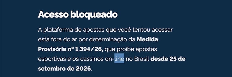Texto exibido no site Brasil sem Bets.