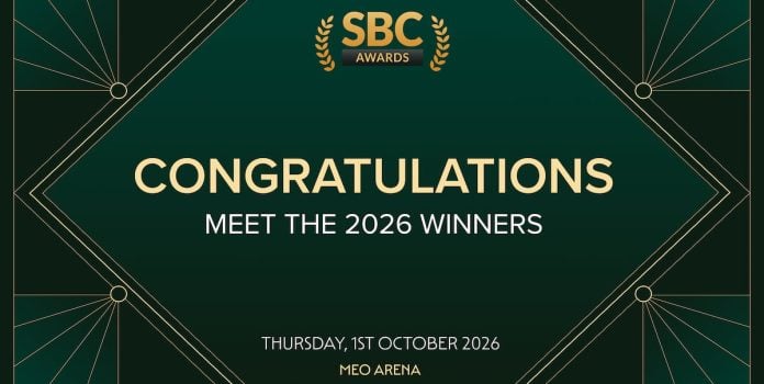Banner digital para anunciar os vencedores do SBC Awards 2026.