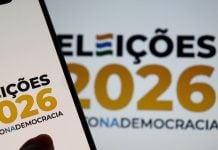 Nova pesquisa da Quaest aponta diferença de um ponto percentual entre candidatos no segundo turno Celular exibindo "eleições de 2026" com destaque para a democracia